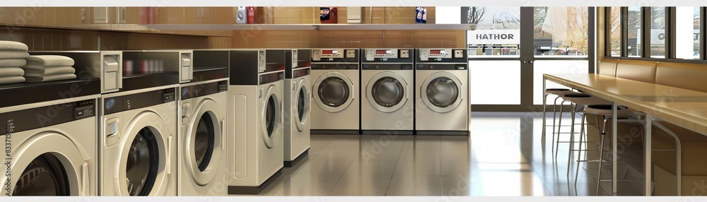 model of Upscale laundry lounge with comfortable amenities and workspace model of Upscale laundry lounge with comfortable amenities and workspace