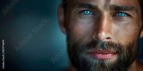 Closeup photo of a mans beard ideal for mens fashion ads. Concept Beard Grooming, Facial Hair Care, Men's Grooming Trends, Fashionable Beards photo