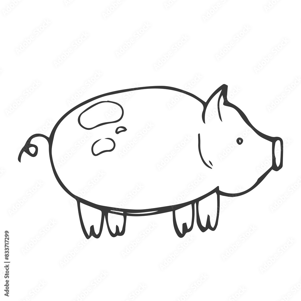 Hand drawn farm pig. Doodle sketch style. Drawing line simple pig icon. Isolated vector illustration. Hand drawn farm pig. Doodle sketch style. Drawing line simple pig icon. Isolated vector illustration.
