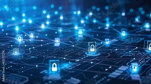 cyber network security  padlock data server security