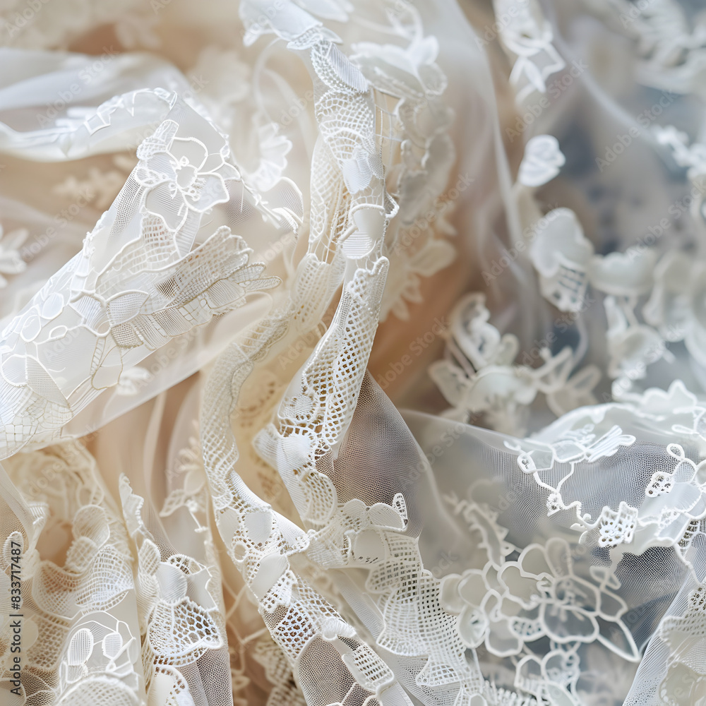 A white lace fabric with flowers and a blue background. The lace is very delicate and intricate, with a lot of detail. The blue background adds a touch of contrast and depth to the image A white lace fabric with flowers and a blue background. The lace is very delicate and intricate, with a lot of detail. The blue background adds a touch of contrast and depth to the image