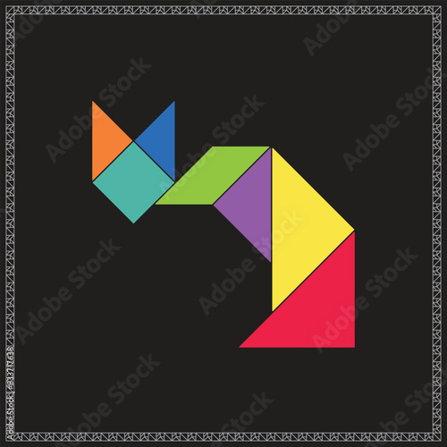 Free Download Tangram Puzzle Grumpy cat Vector Colorful Geometric Illustration - GFXLoad