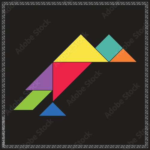 Free Download Tangram Puzzle Vulture Vector Colorful Geometric Illustration - GFXLoad