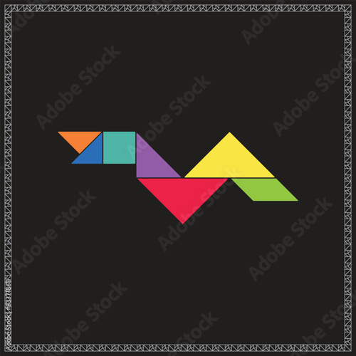 Free Download Tangram Puzzle Snake Vector Colorful Geometric Illustration - GFXLoad