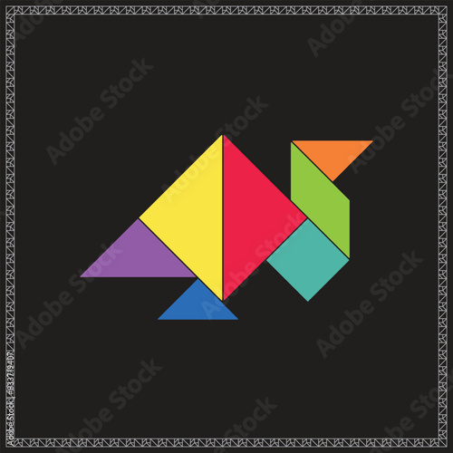Free Download Tangram Puzzle Turkey Vector Colorful Geometric Illustration - GFXLoad