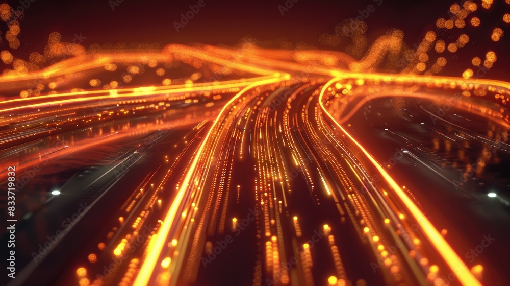 Dynamic high-speed data network with slick, glossy, and glowing lines of light Dynamic high-speed data network with slick, glossy, and glowing lines of light