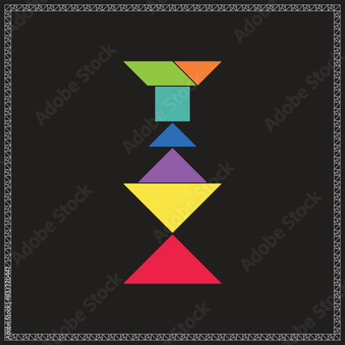 Free Download Tangram Puzzle Candlestick Vector Colorful Geometric Illustration - GFXLoad