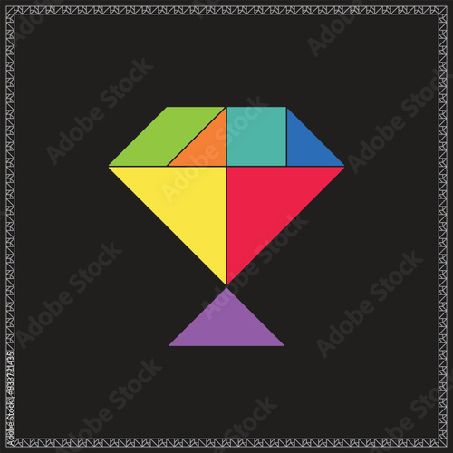 Free Download Tangram Puzzle Glass Vector Colorful Geometric Illustration - GFXLoad