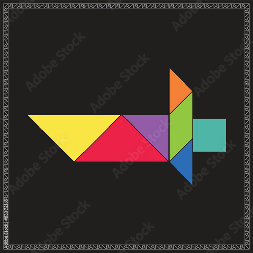 Free Download Tangram Puzzle Dagger Vector Colorful Geometric Illustration - GFXLoad