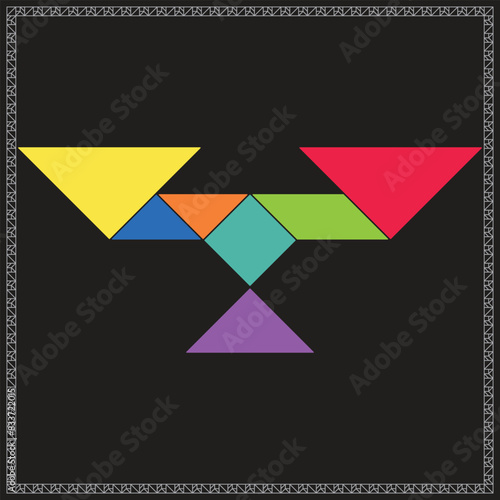 Tangram Puzzle Balance Vector Colorful Geometric Illustration