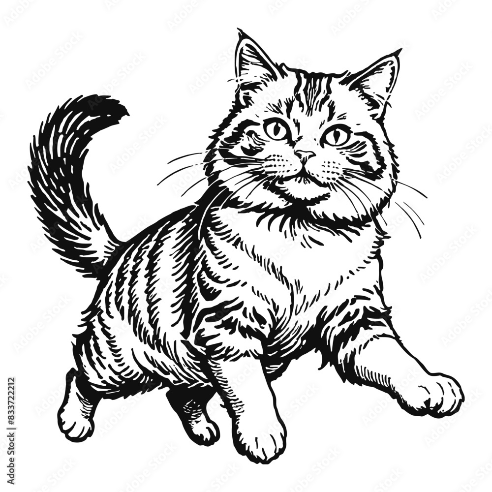 Siberian Cat Hand Drawn Engraved Ink Line Art Sketch Illustration Siberian Cat Hand Drawn Engraved Ink Line Art Sketch Illustration