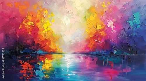 Impressionist painting of vibrant colors on canvas