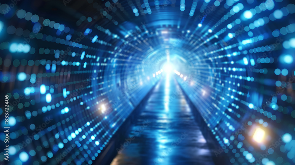 A digital abstract tunnel with a light at the end. A digital abstract tunnel with a light at the end.