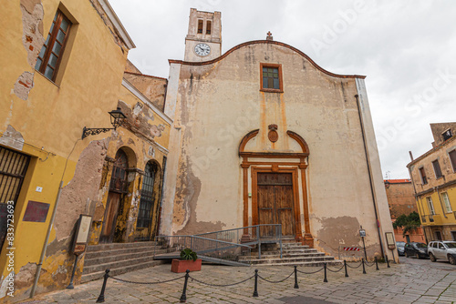 Facade of College Church in Iglesias. Sardinia, Italy photo