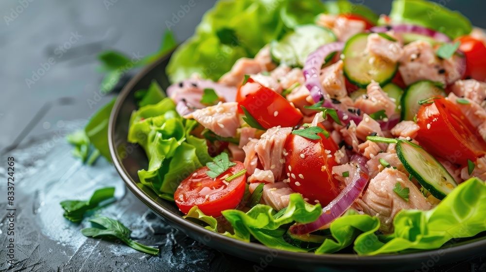 Healthy Tuna Salad with Tomato Lettuce and Onion A Nourishing Appetizer for Keto Paleo or Vegetarian Diets Healthy Tuna Salad with Tomato Lettuce and Onion A Nourishing Appetizer for Keto Paleo or Vegetarian Diets