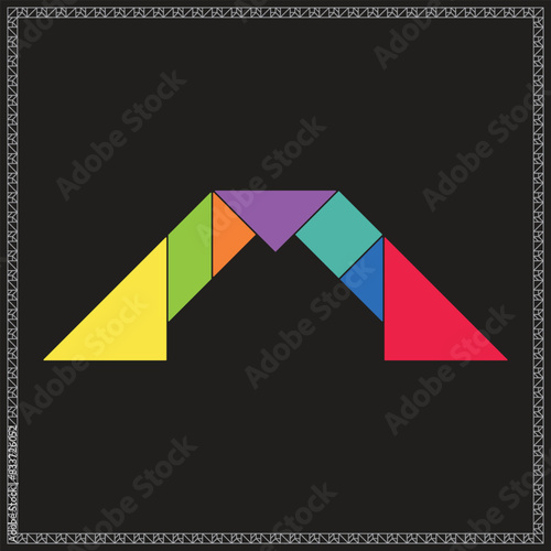 Tangram Puzzle Arch Vector Colorful Geometric Illustration