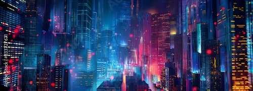 5. An abstract cityscape background  infused with neon lights and futuristic elements  rendered in a manga-style aesthetic  offering ample space for accompanying text