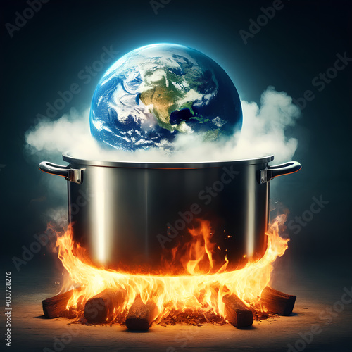 The earth and burning bonfire in concept of global warming, Elements of this image furnished