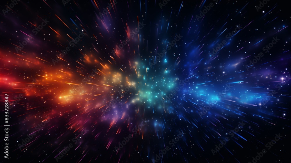 A mesmerizing abstract multicolor spectrum pulsating and glowing within a dark, starry night sky. A mesmerizing abstract multicolor spectrum pulsating and glowing within a dark, starry night sky.