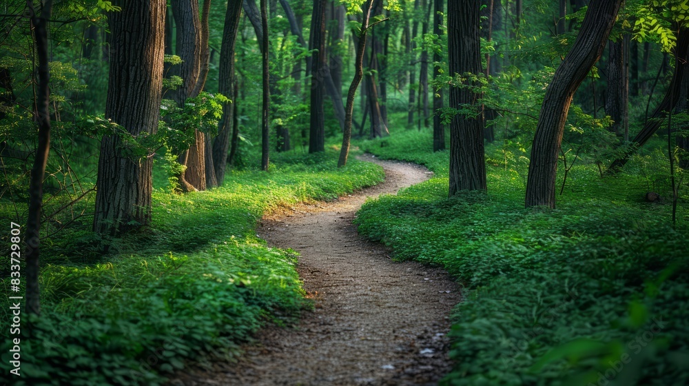 A path through a forest with trees on both sides A path through a forest with trees on both sides