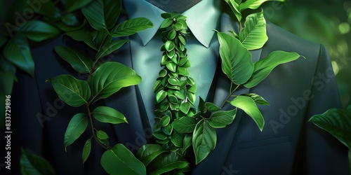 Eco-Friendly Fashion: Suit Adorned with Leaves photo
