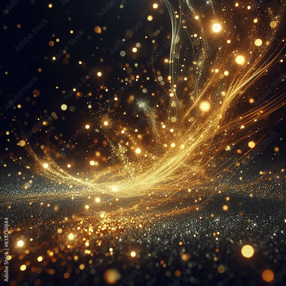 Fototapeta premium gold particles abstract background with shining golden floor particle stars dust.