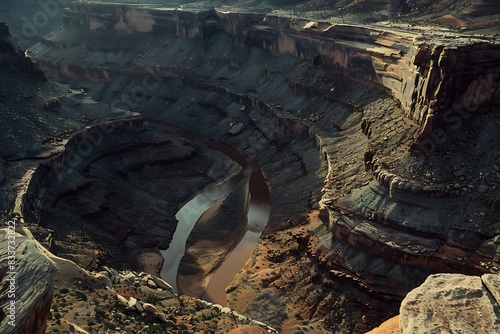 The smooth carving of a river as it shapes a canyon over millennia photo