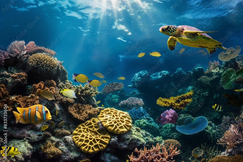 Fototapeta premium underwater sea life by generative ai