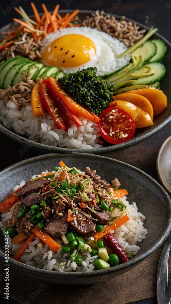 Bibimbap - Mixed rice with vegetables and meat