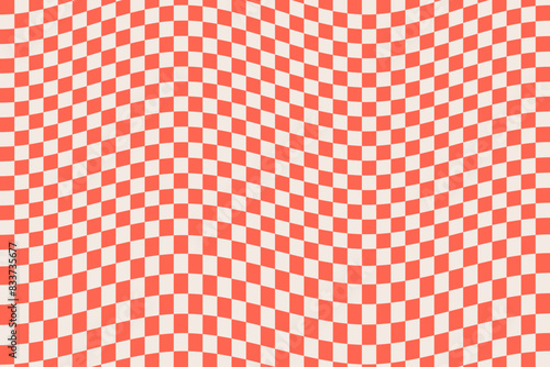 Seamless pattern retro wavy colorful checkerboard designs. Geometric colorful square background in vintage psychedelic y2k style. Vector illustration