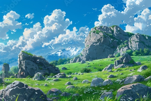 Field of wheat with mountainous background