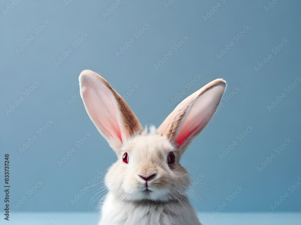 Obraz premium White rabbit on a blue background