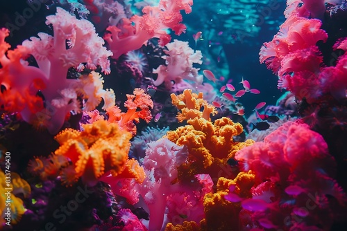 The vibrant colors of a coral under the sea