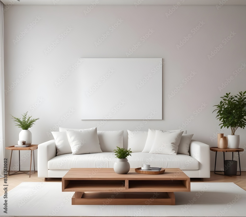 Frame mockup, ISO A paper size. Living room poster mockup. Modern interior design. Living room Interior mockup with house background. 3D render Frame mockup, ISO A paper size. Living room poster mockup. Modern interior design. Living room Interior mockup with house background. 3D render