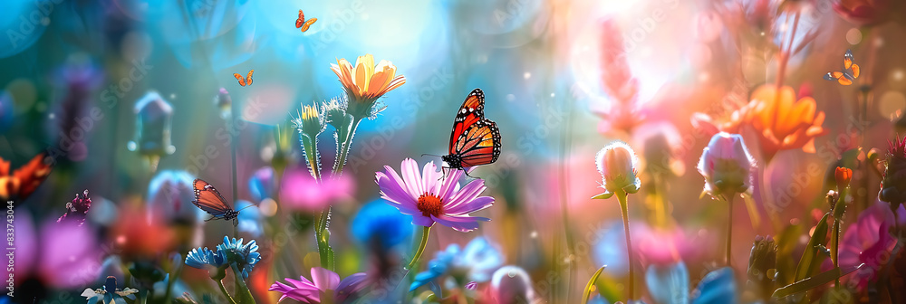 Butterfly in the flower garden The beauty of butterflies in the middle of colorful flower Butterfly in the flower garden The beauty of butterflies in the middle of colorful flower