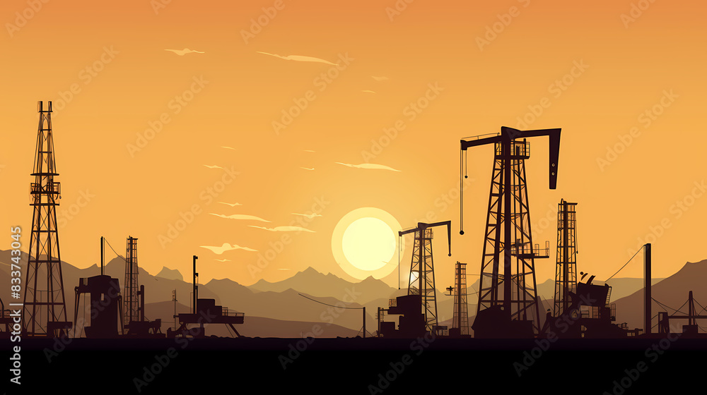 Oil field vector image Oil field vector image