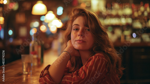Young woman at a bar.