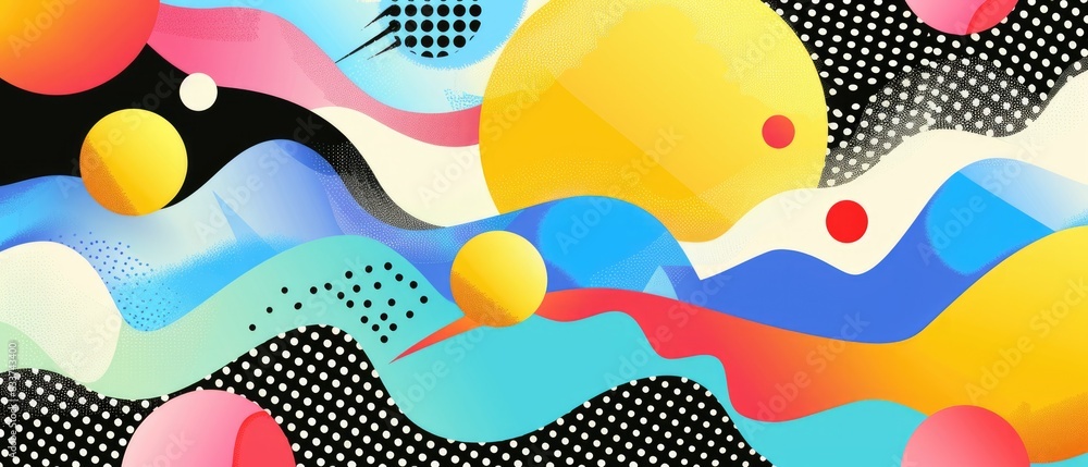 A vibrant retro-style cartoon featuring pastel gradients with pops of color against a contrasting black and white backdrop, perfect for nostalgic yet modern designs A vibrant retro-style cartoon featuring pastel gradients with pops of color against a contrasting black and white backdrop, perfect for nostalgic yet modern designs