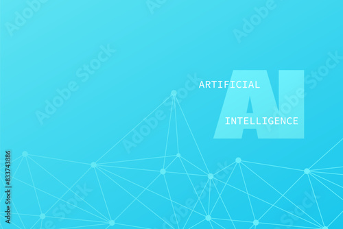 Artificial Intelligence. Triangle background. Network pattern. Deep learning. Smart digital technology. AI vector illustration. Blue white design element