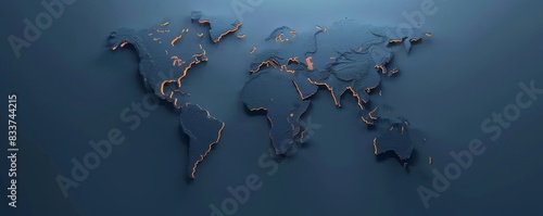 Minimalistic world map in dark blue tones with a sleek design