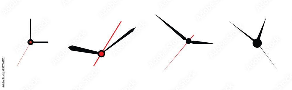 set on clock needle watch dial vector isolated on white set on clock needle watch dial vector isolated on white
