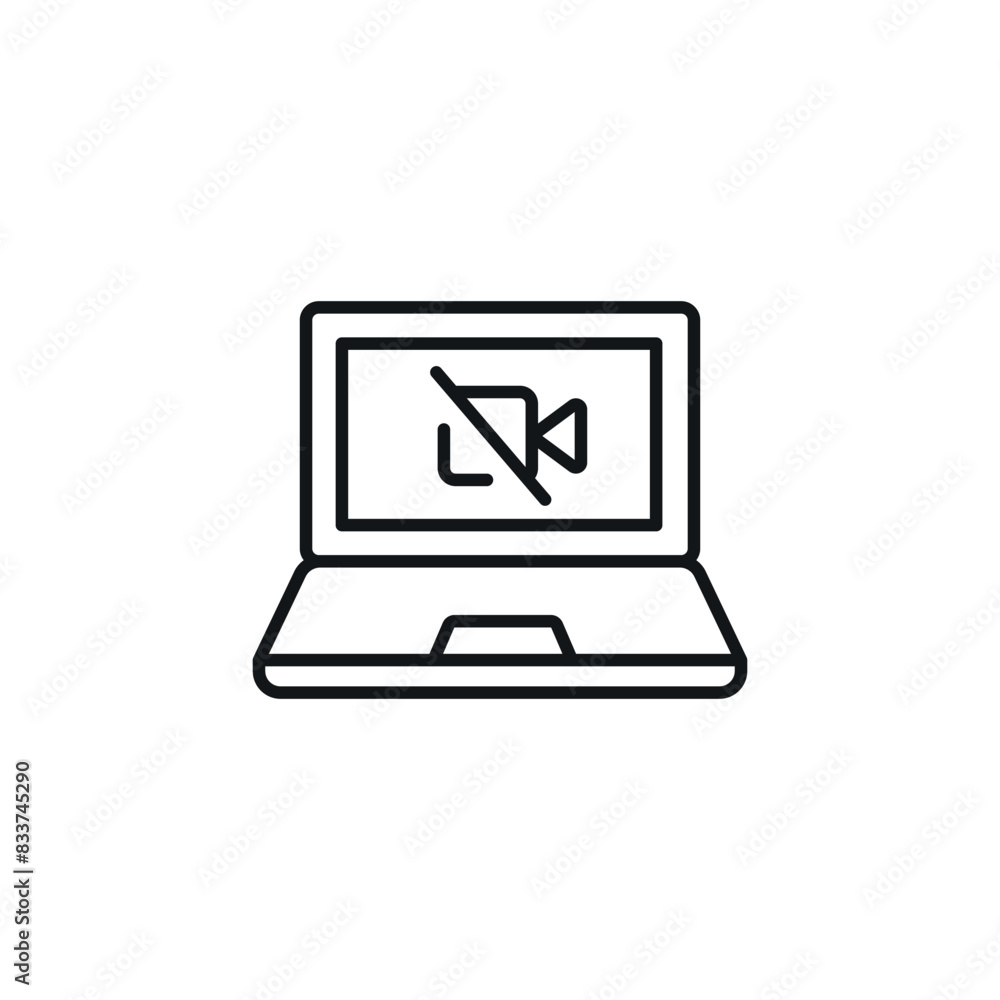 Webcam is off linear icon. Online learning. Line customizable illustration. Contour symbol. Vector isolated outline drawing. Editable stroke Webcam is off linear icon. Online learning. Line customizable illustration. Contour symbol. Vector isolated outline drawing. Editable stroke