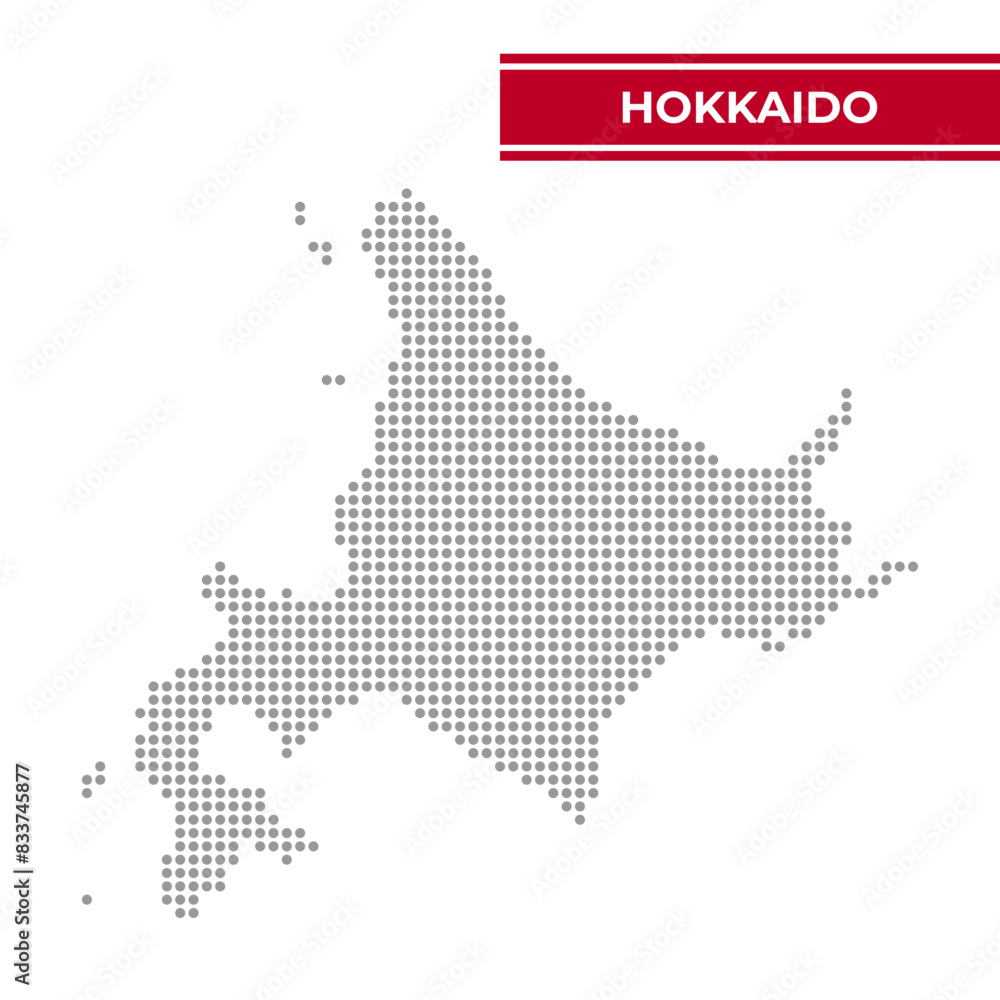 Obraz premium Dotted map of Hokkaido Region in Japan