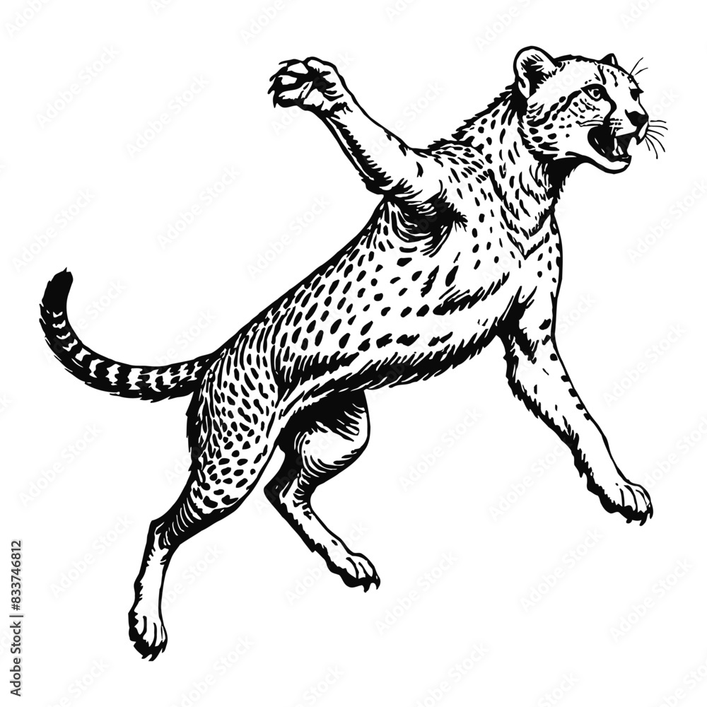 Cheetah Hand Drawn Engraved Ink Line Art Sketch Illustration Cheetah Hand Drawn Engraved Ink Line Art Sketch Illustration