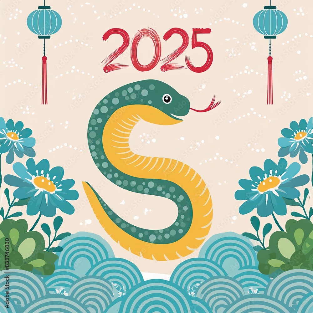 chinese new years iconic that combines a fierce snake head and chinese elemen chinese new years iconic that combines a fierce snake head and chinese elemen