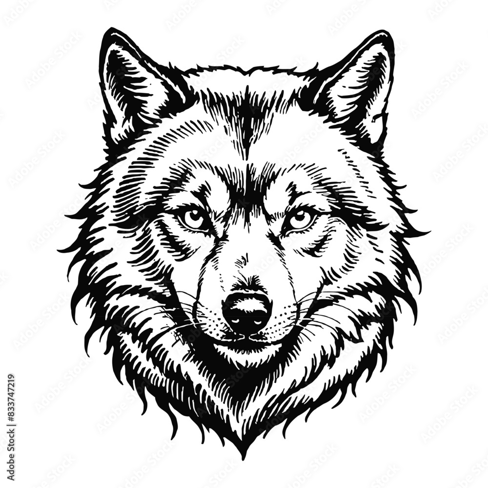 Wolf Hand Drawn Engraved Ink Line Art Sketch Illustration Wolf Hand Drawn Engraved Ink Line Art Sketch Illustration