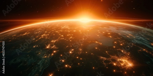 cinematic shot of planet earth panorama from space