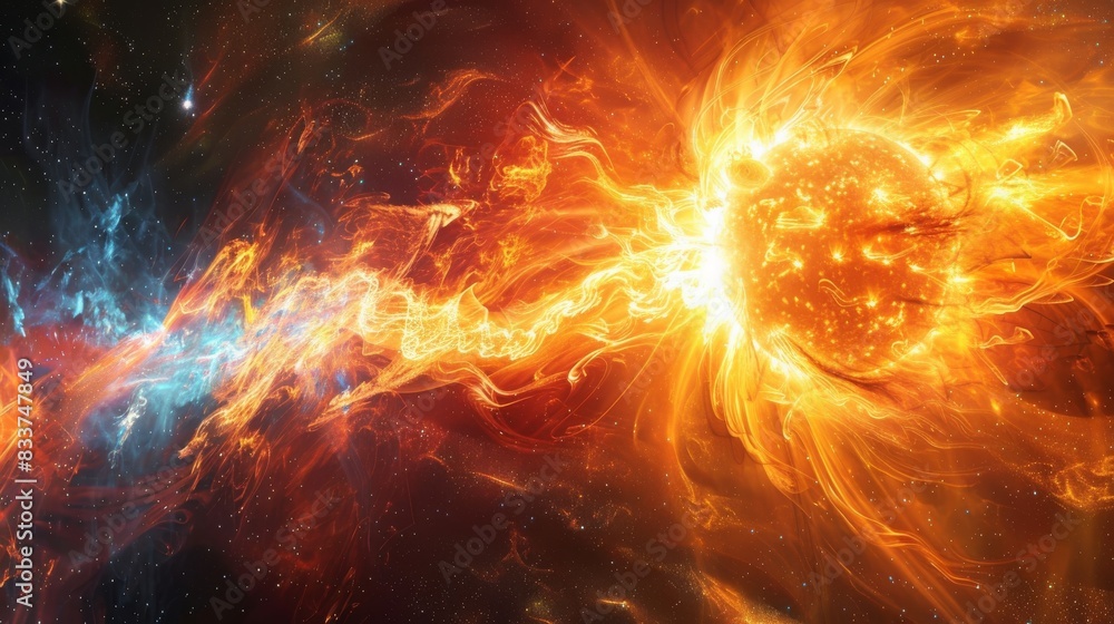Abstract Solar Flares, Artistic representations of solar flares with bright colors and dynamic shapes Abstract Solar Flares, Artistic representations of solar flares with bright colors and dynamic shapes