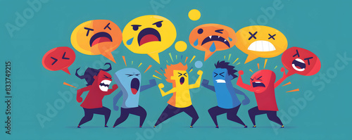 Group chat conversation where members are hurling insults and derogatory language towards each other, hate speech and bully concept