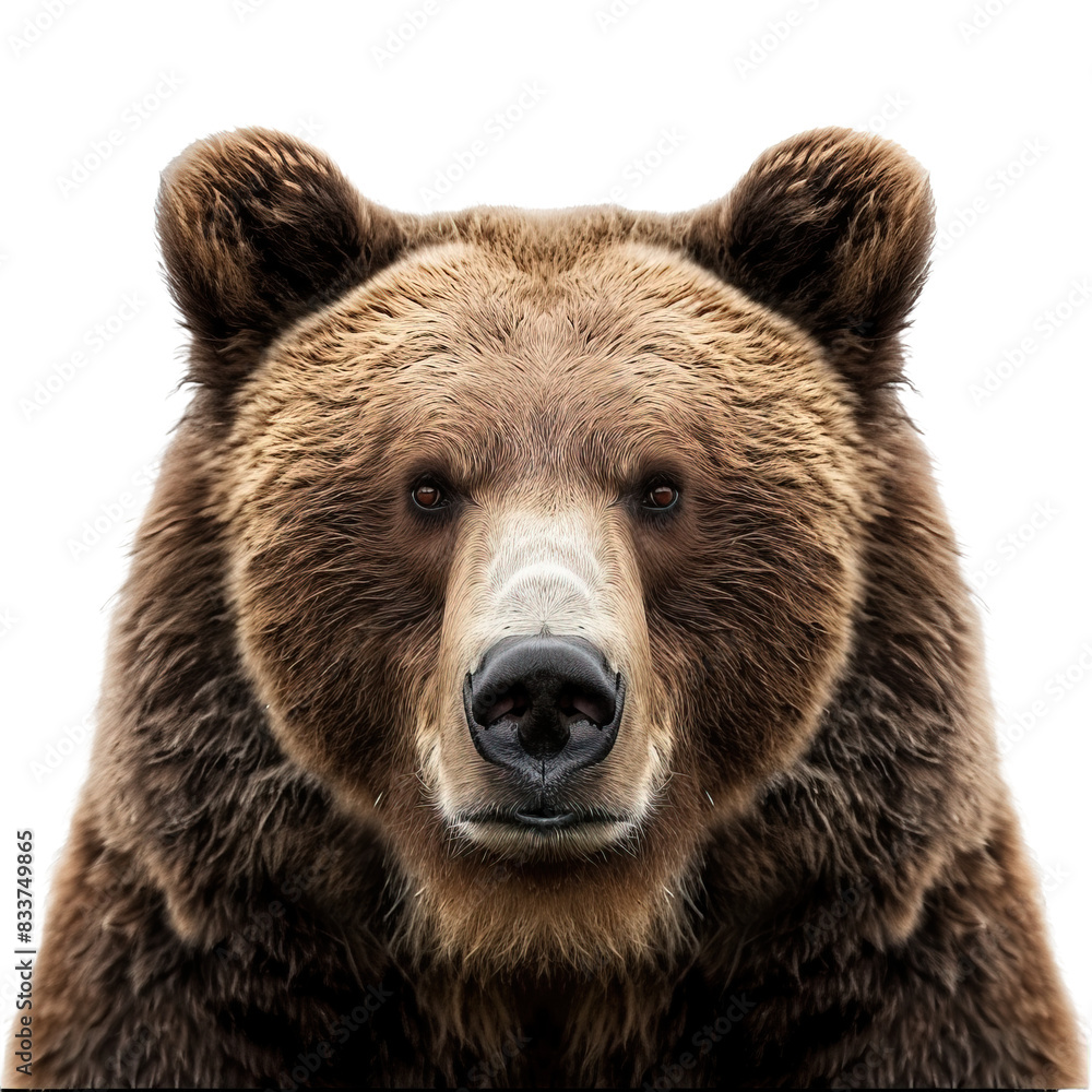 Bear face shot on transparent background, png